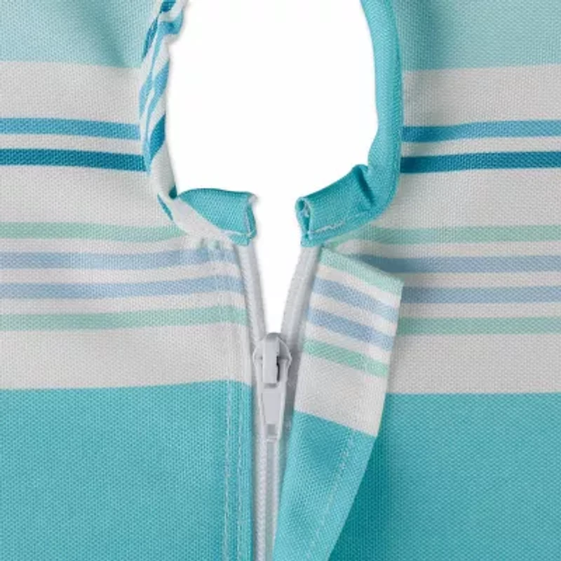 Design Imports Beach House Stripe Print Outdoor  With Zipper Tablecloth