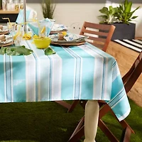 Design Imports Beach House Stripe Print Outdoor  With Zipper Tablecloth
