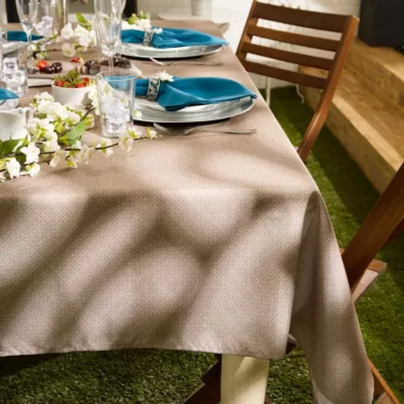 Design Imports Stone Tonal Lattice Print Outdoor Tablecloth