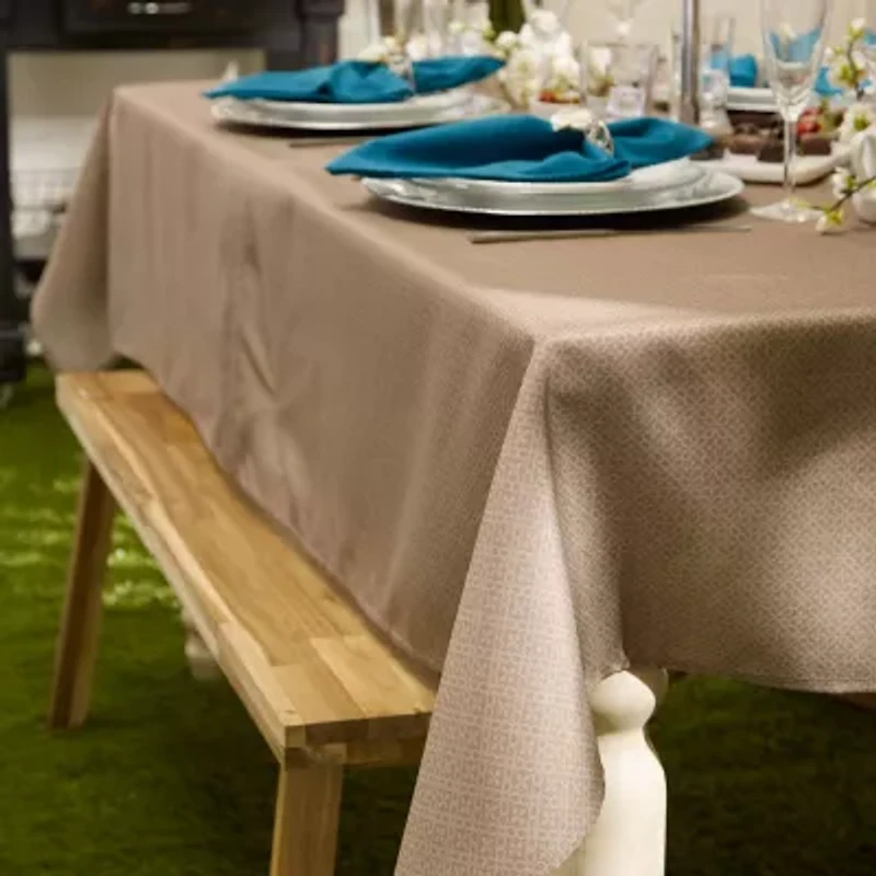 Design Imports Stone Tonal Lattice Print Outdoor  With Zipper Tablecloth