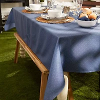 Design Imports French Blue Tonal Lattice Print Outdoor Tablecloth