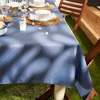 Design Imports French Blue Tonal Lattice Print Outdoor Tablecloth