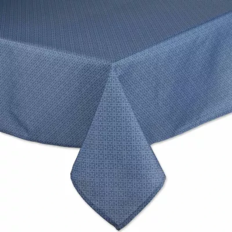 Design Imports French Blue Tonal Lattice Print Outdoor Tablecloth
