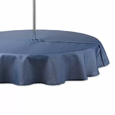 Design Imports French Blue Tonal Lattice Print Outdoor  With Zipper Tablecloth