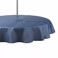 Design Imports French Blue Tonal Lattice Print Outdoor  With Zipper Tablecloth
