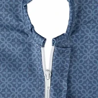 Design Imports French Blue Tonal Lattice Print Outdoor  With Zipper Tablecloth