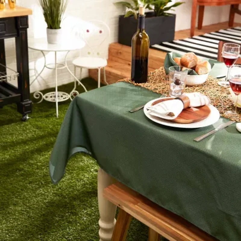 Design Imports Artichoke Tonal Lattice Print Outdoor Tablecloth
