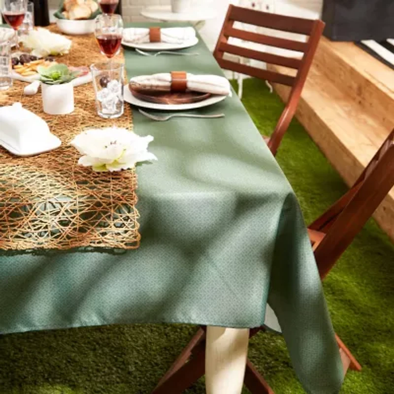 Design Imports Artichoke Tonal Lattice Print Outdoor Tablecloth