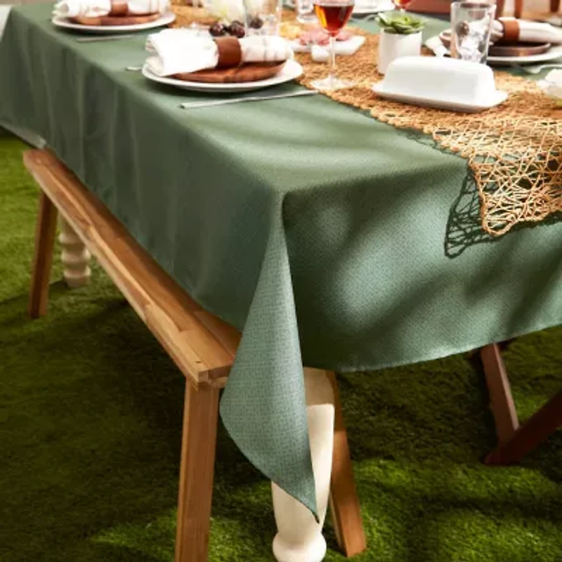 Design Imports Artichoke Tonal Lattice Print Outdoor Tablecloth