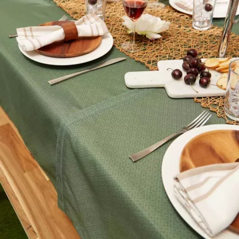 Design Imports Artichoke Tonal Lattice Print Outdoor  With Zipper Tablecloth