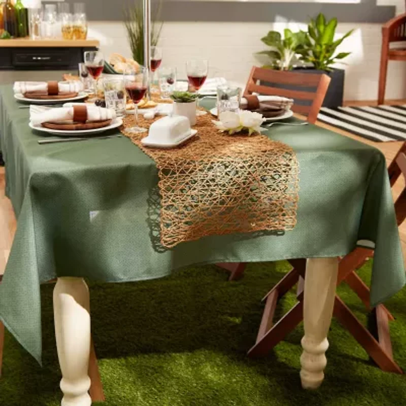 Design Imports Artichoke Tonal Lattice Print Outdoor  With Zipper Tablecloth