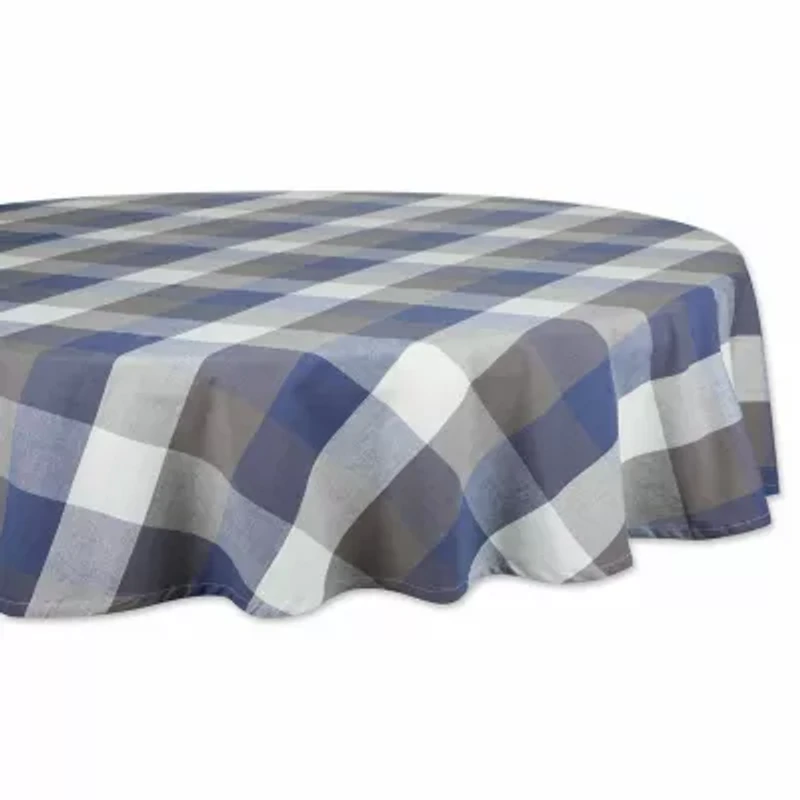 Design Imports French Blue Tri Color Check Tablecloth