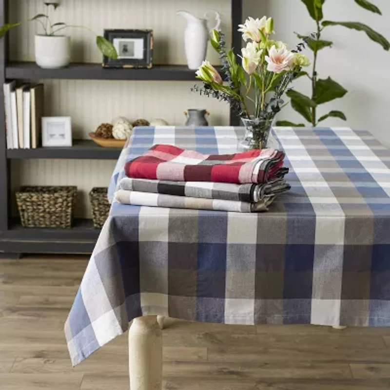 Design Imports French Blue Tri Color Check Tablecloth