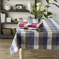 Design Imports French Blue Tri Color Check Tablecloth