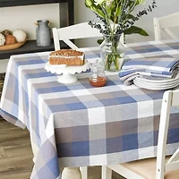 Design Imports French Blue Tri Color Check Tablecloth