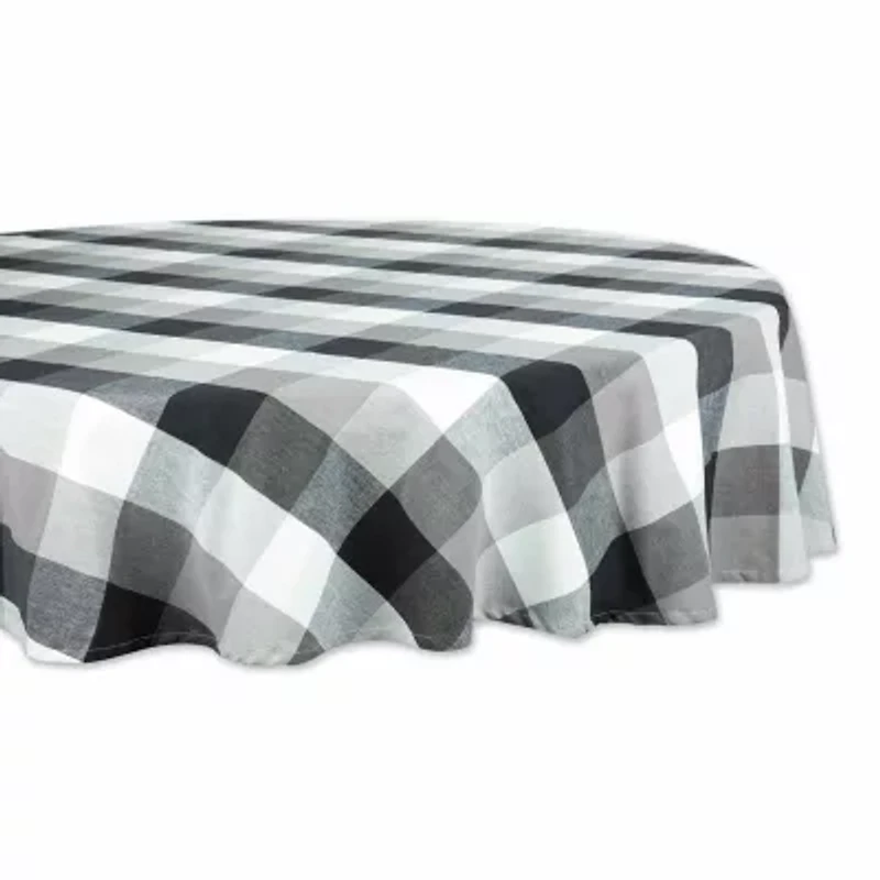 Design Imports Black Tri Color Check Tablecloth
