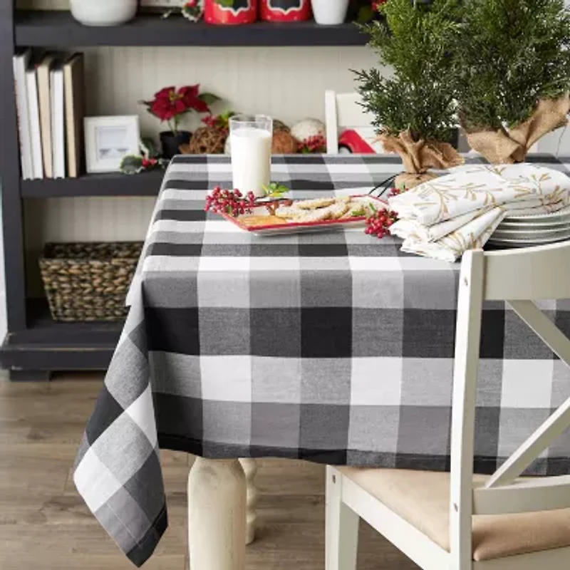 Design Imports Black Tri Color Check Tablecloth