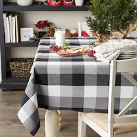 Design Imports Black Tri Color Check Tablecloth