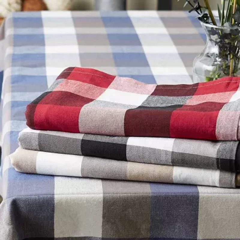 Design Imports Black Tri Color Check Tablecloth