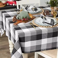 Design Imports Black Tri Color Check Tablecloth