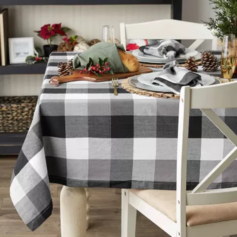 Design Imports Black Tri Color Check Tablecloth