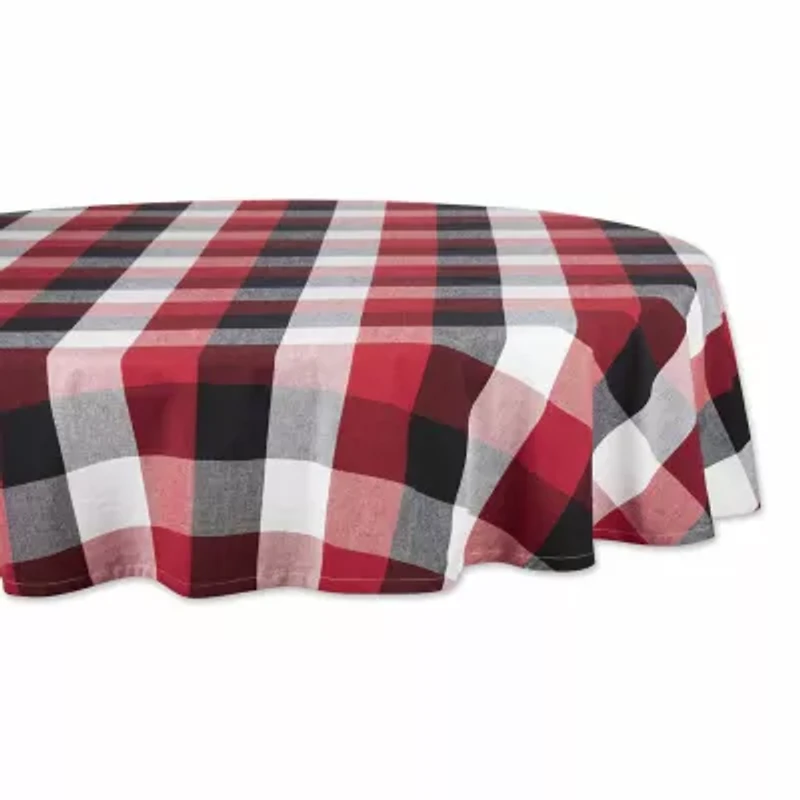 Design Imports Cardinal Red Tri Color Check Tablecloth