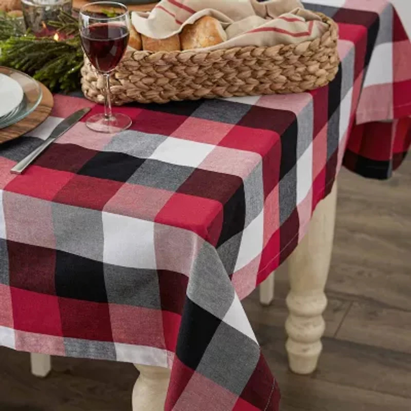 Design Imports Cardinal Red Tri Color Check Tablecloth