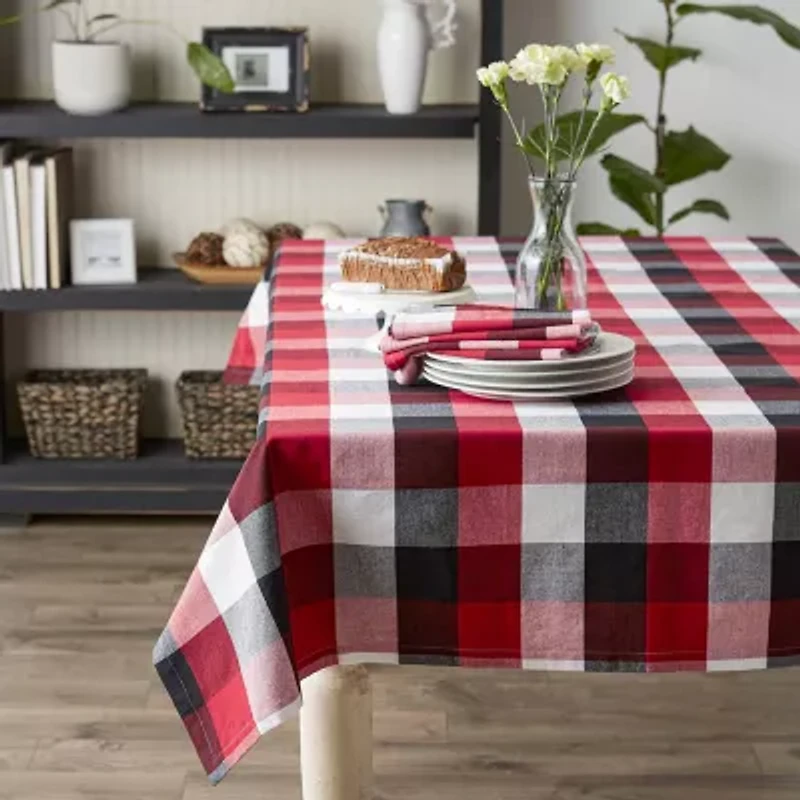 Design Imports Cardinal Red Tri Color Check Tablecloth