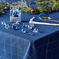 Design Imports Blue Metallic Windowpane Tablecloth