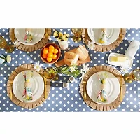 Design Imports Stonewash Blue Polka Dot Vinyl Tablecloth