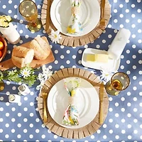 Design Imports Stonewash Blue Polka Dot Vinyl Tablecloth