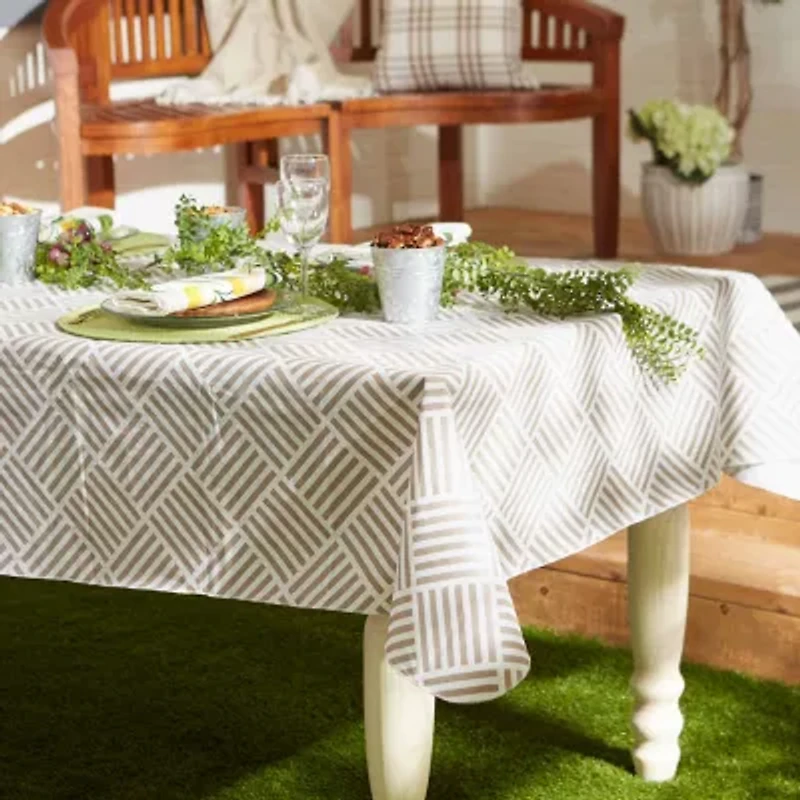 Design Imports Stone Grid Vinyl Tablecloth