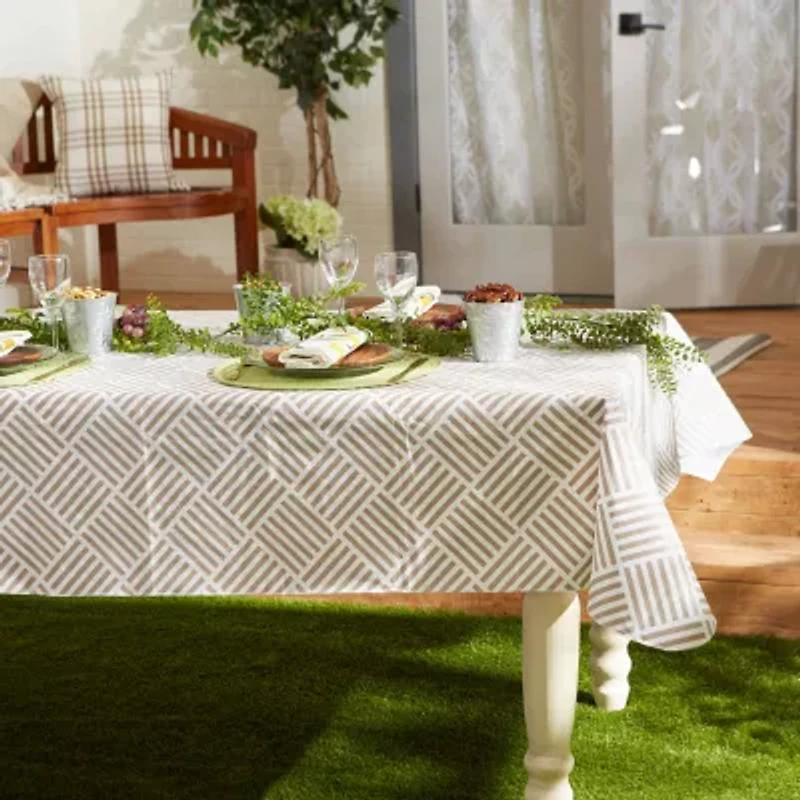 Design Imports Stone Grid Vinyl Tablecloth