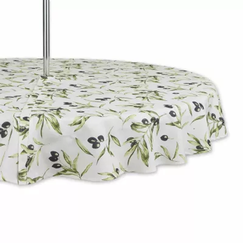 Design Imports Olives Print Outdoor With Zipper Tablecloth