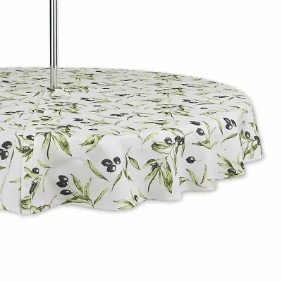 Design Imports Olives Print Outdoor  With Zipper Tablecloth