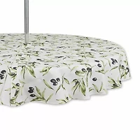 Design Imports Olives Print Outdoor With Zipper Tablecloth