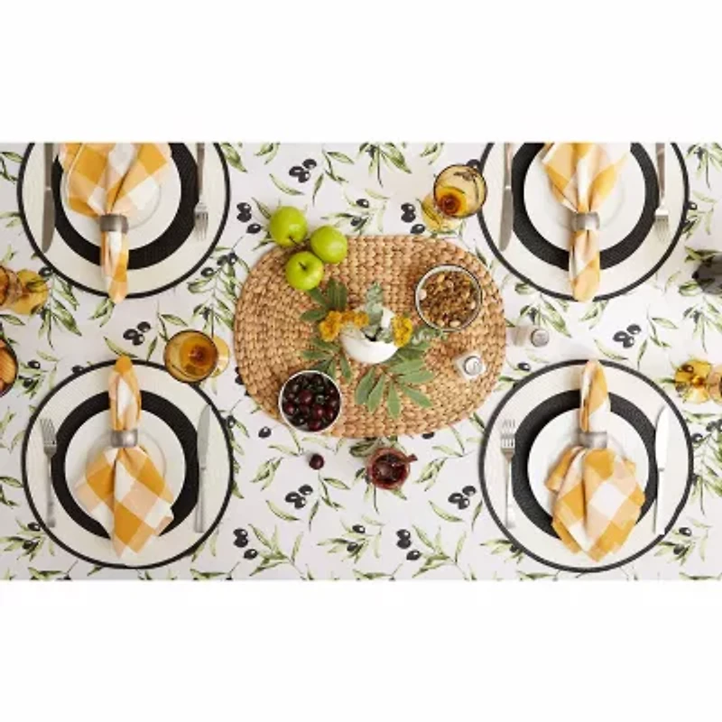Design Imports Olives Print Outdoor  With Zipper Tablecloth