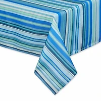 Design Imports Blue Ocean Stripe Print Outdoor  With Zipper Tablecloth