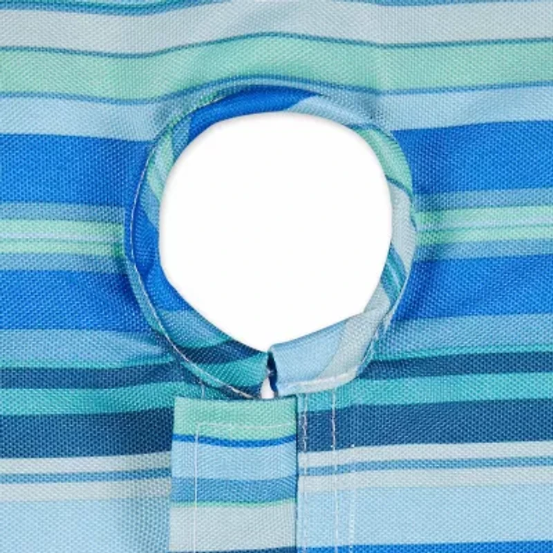Design Imports Blue Ocean Stripe Print Outdoor  With Zipper Tablecloth