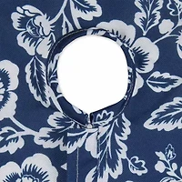 Design Imports Nautical Blue Floral Print Outdoor  With Zipper Tablecloth