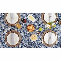 Design Imports Nautical Blue Floral Print Outdoor  With Zipper Tablecloth