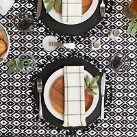 Design Imports Black Ikat Outdoor  With Zipper Tablecloth
