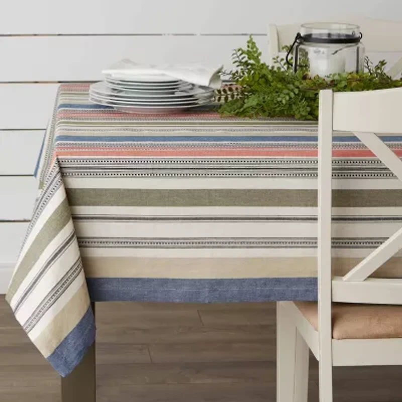 Design Imports Warm Stripe Tablecloth