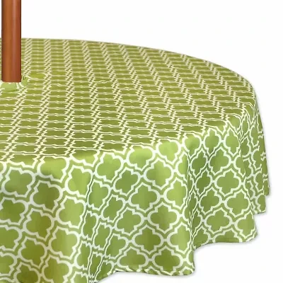 Design Imports Green Lattice Outdoor  With Zipper Tablecloth