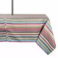 Design Imports Summer Stripe Outdoor  With Zipper Tablecloth