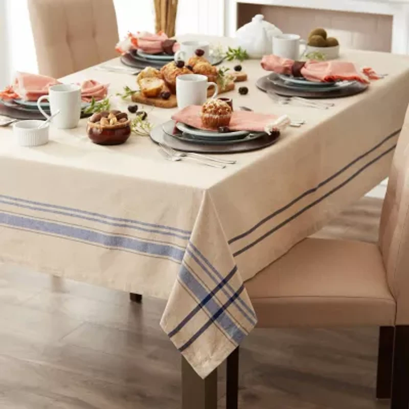 Design Imports Nautical Blue French Stripe Tablecloth