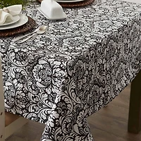 Design Imports Black Damask Tablecloth