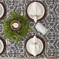 Design Imports Black Damask Tablecloth
