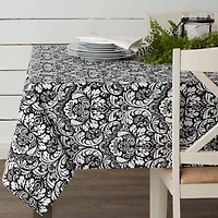Design Imports Black Damask Tablecloth