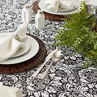 Design Imports Black Damask Tablecloth
